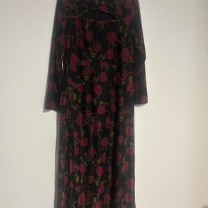 Ivy City Co Black Maxi Dress with Rose Print